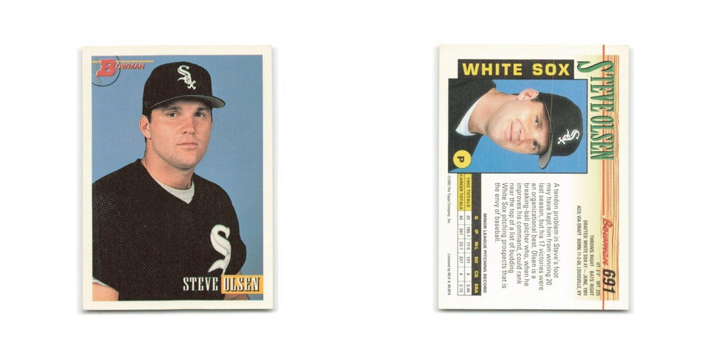 Steve Olsen Rookie 1993 Bowman #691 Chicago White Sox Baseball Card NM