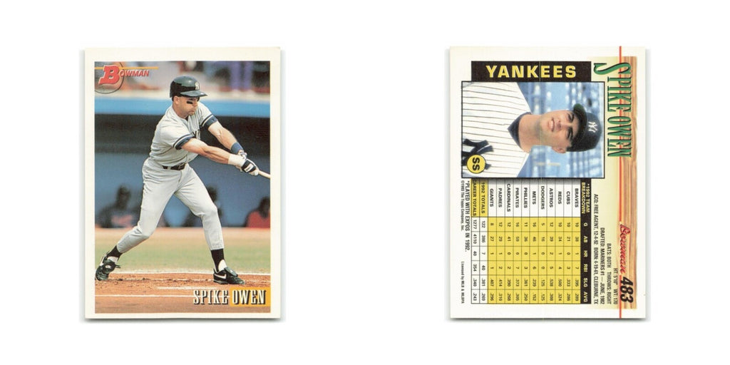 Spike Owen 1993 Bowman #483 New York Yankees Baseball Card NM
