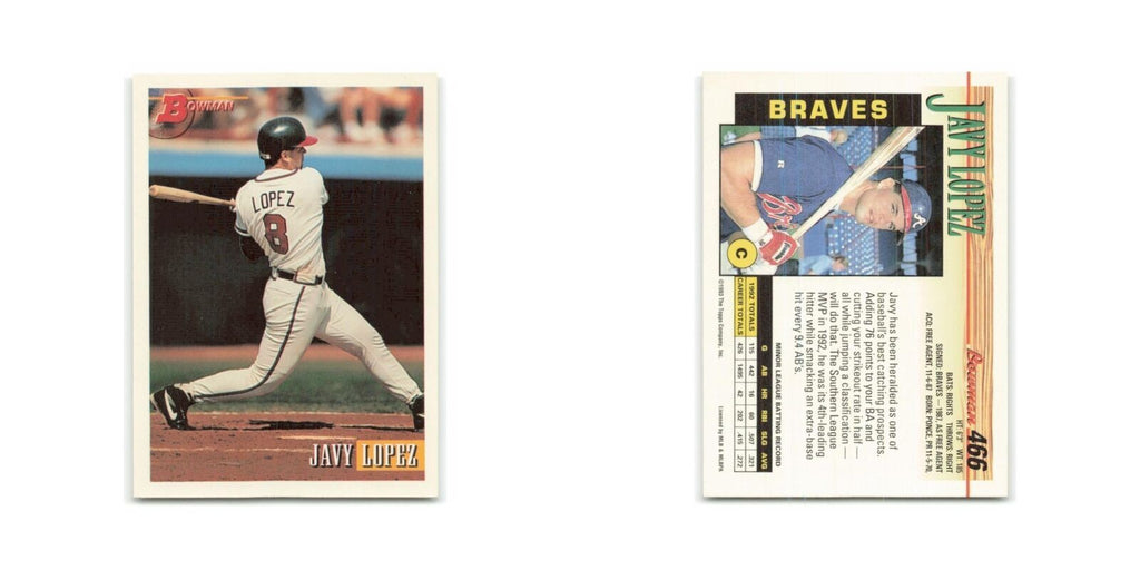 Javy Lopez 1993 Bowman #466 Atlanta Braves Baseball Card NM