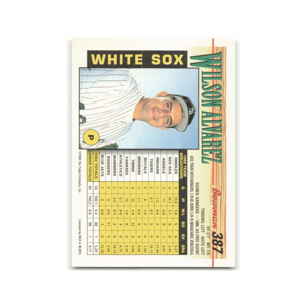 Wilson Alvarez 1993 Bowman #387 Chicago White Sox Baseball Card NM