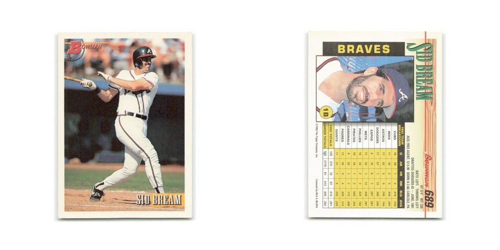 Sid Bream 1993 Bowman #689 Atlanta Braves Baseball Card NM