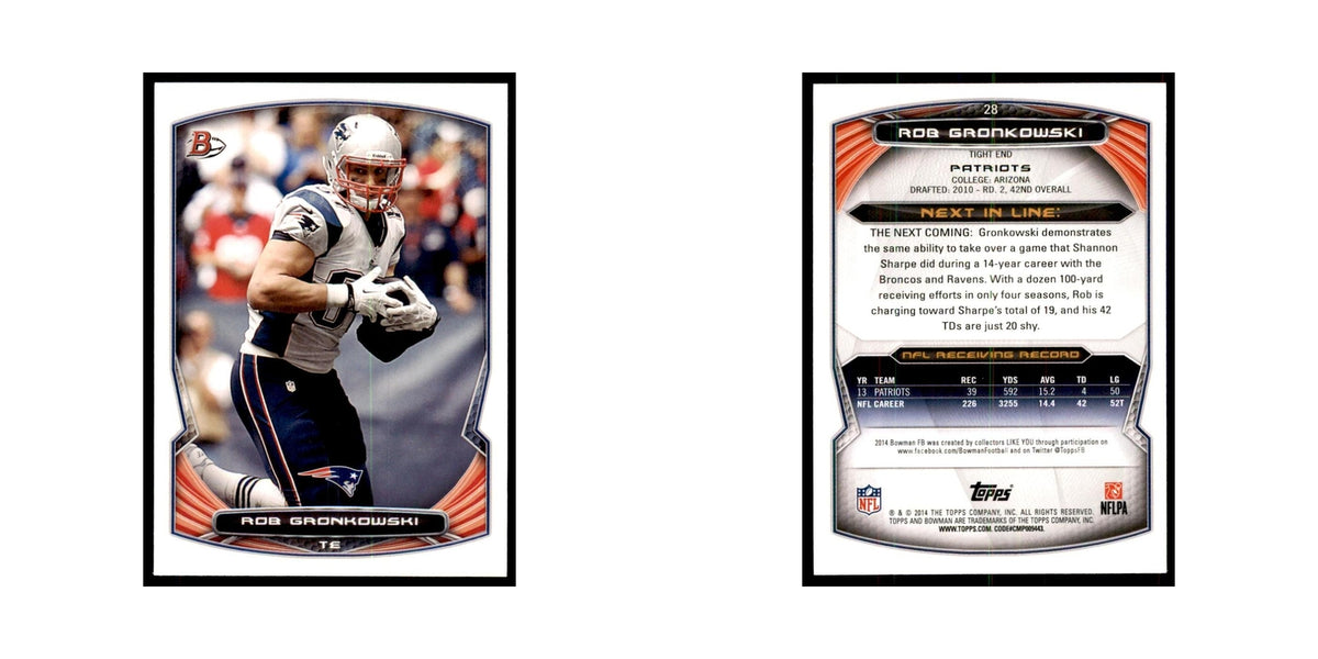 2014 Bowman Rob Gronkowski Football Cards #28