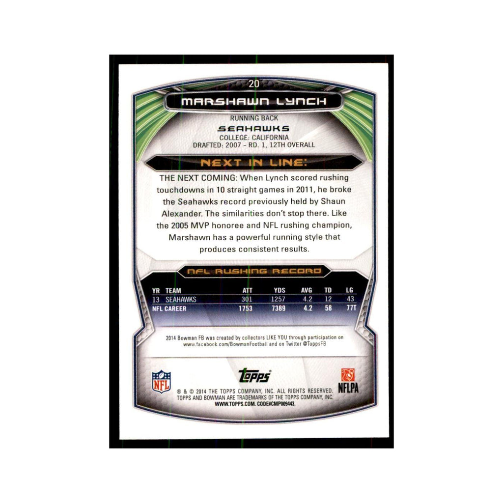 2014 Bowman Marshawn Lynch Football Cards #20