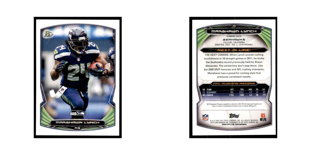 2014 Bowman Marshawn Lynch Football Cards #20