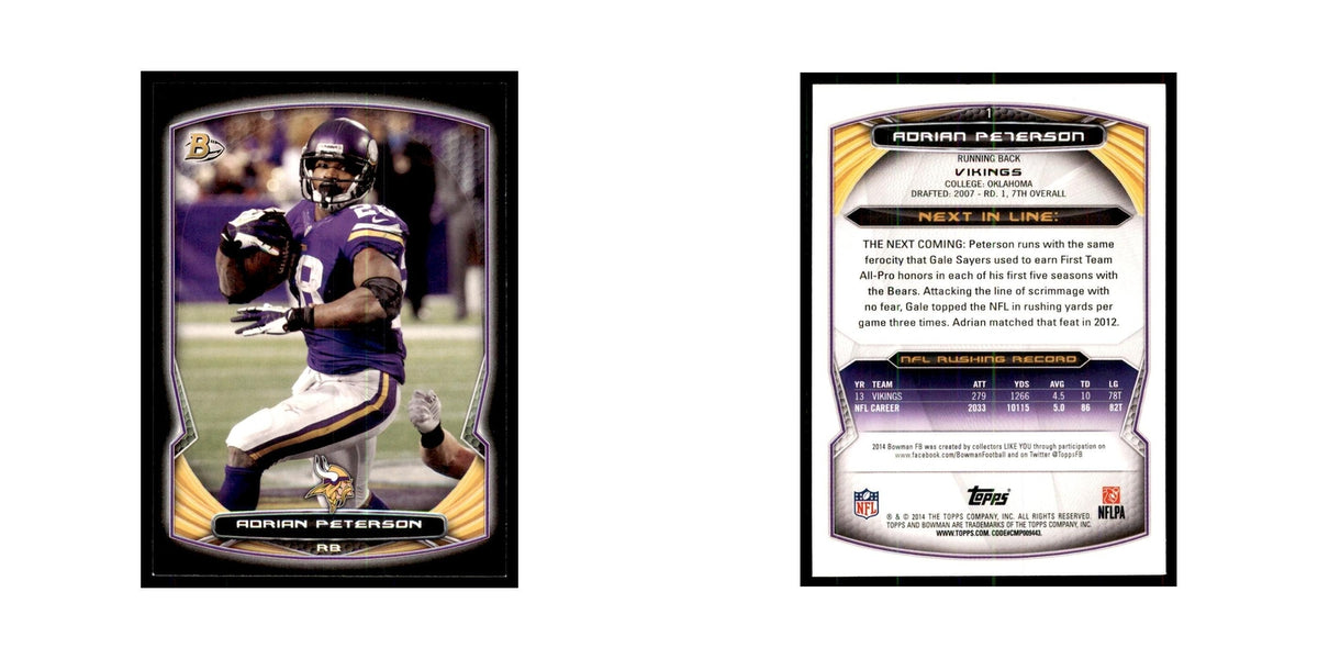 2014 Bowman Adrian Peterson Football Cards #1
