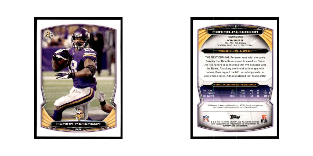 2014 Bowman Adrian Peterson Football Cards #1
