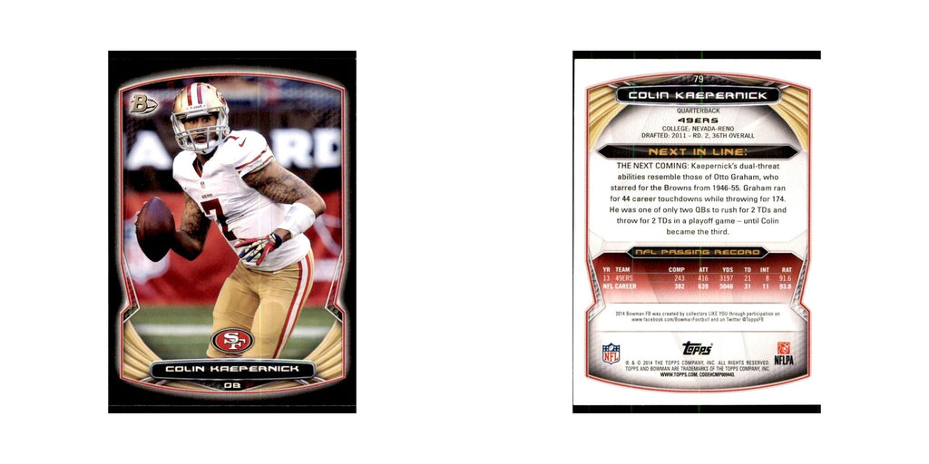 2014 Bowman Colin Kaepernick Football Cards #79