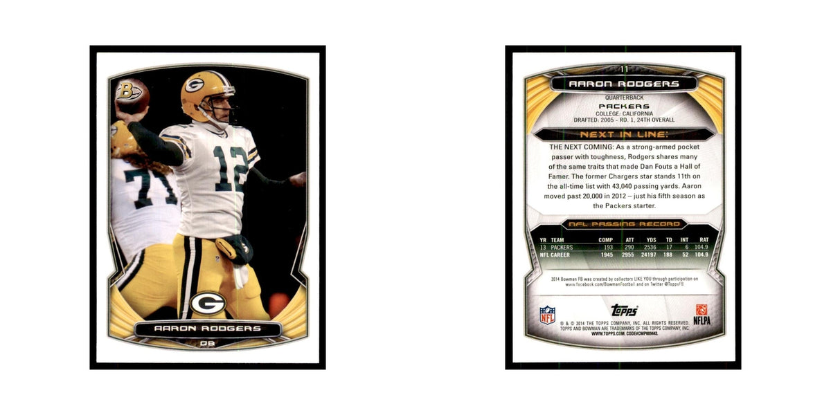 2014 Bowman Aaron Rodgers Football Cards #11