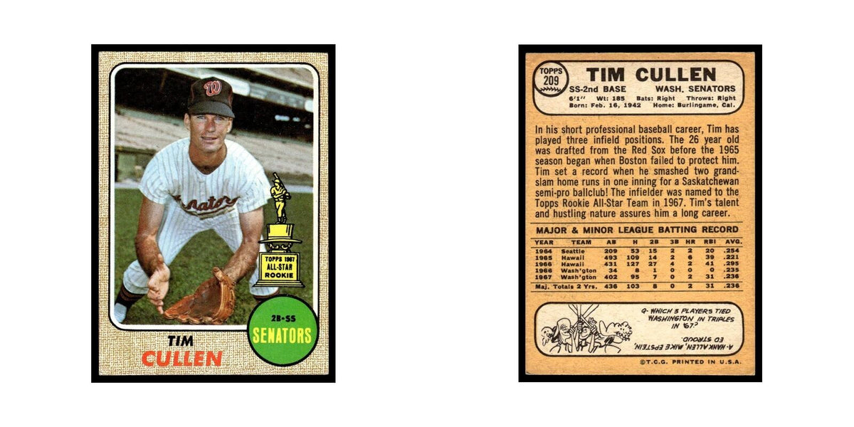 1968 Topps Tim Cullen Washington Senators #209