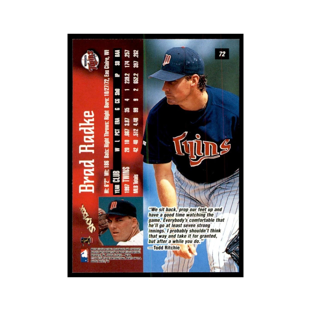 1998 SkyBox Dugout Axcess Brad Radke Baseball Cards #72