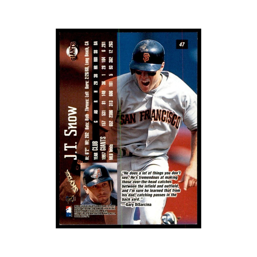 1998 SkyBox Dugout Axcess J.T. Snow Baseball Cards #47