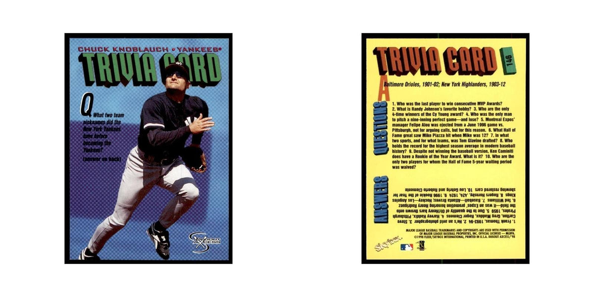 1998 SkyBox Dugout Axcess Chuck Knoblauch Baseball Cards #146