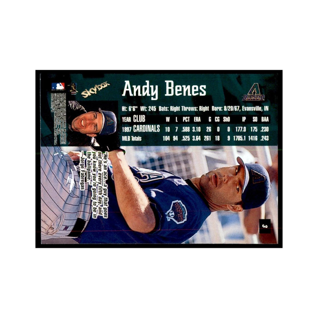 1998 SkyBox Dugout Axcess Andy Benes Baseball Cards #3
