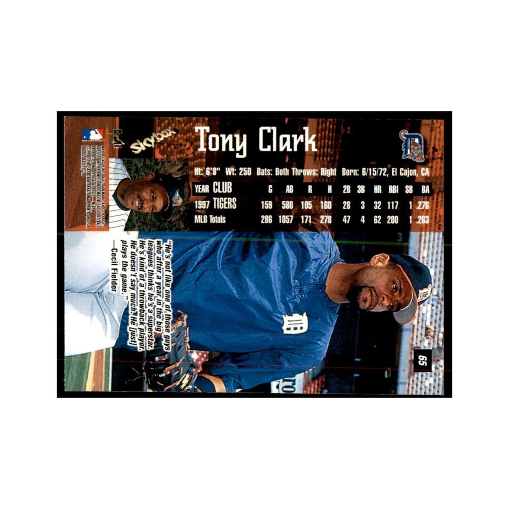 1998 SkyBox Dugout Axcess Tony Clark Baseball Cards #65