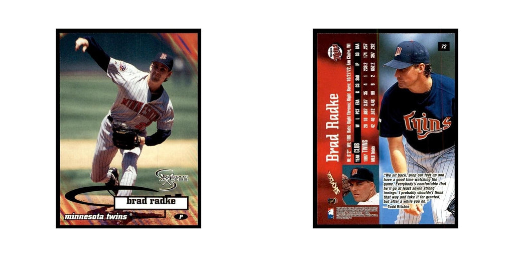 1998 SkyBox Dugout Axcess Brad Radke Baseball Cards #72