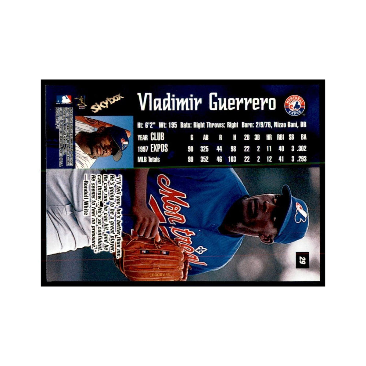 1998 SkyBox Dugout Axcess Vladimir Guerrero Baseball Cards #29