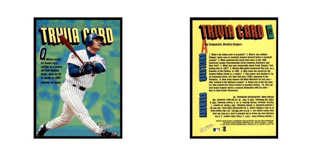 1998 SkyBox Dugout Axcess Todd Hundley Baseball Cards #150