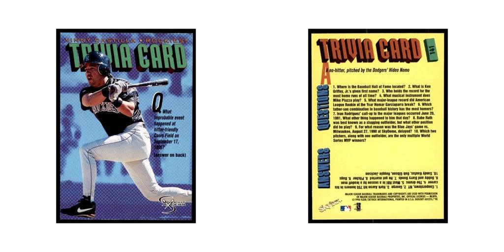 1998 SkyBox Dugout Axcess Vinny Castilla Baseball Cards #141