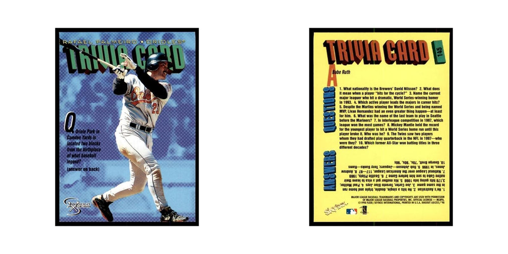 1998 SkyBox Dugout Axcess Rafael Palmeiro Baseball Cards #145
