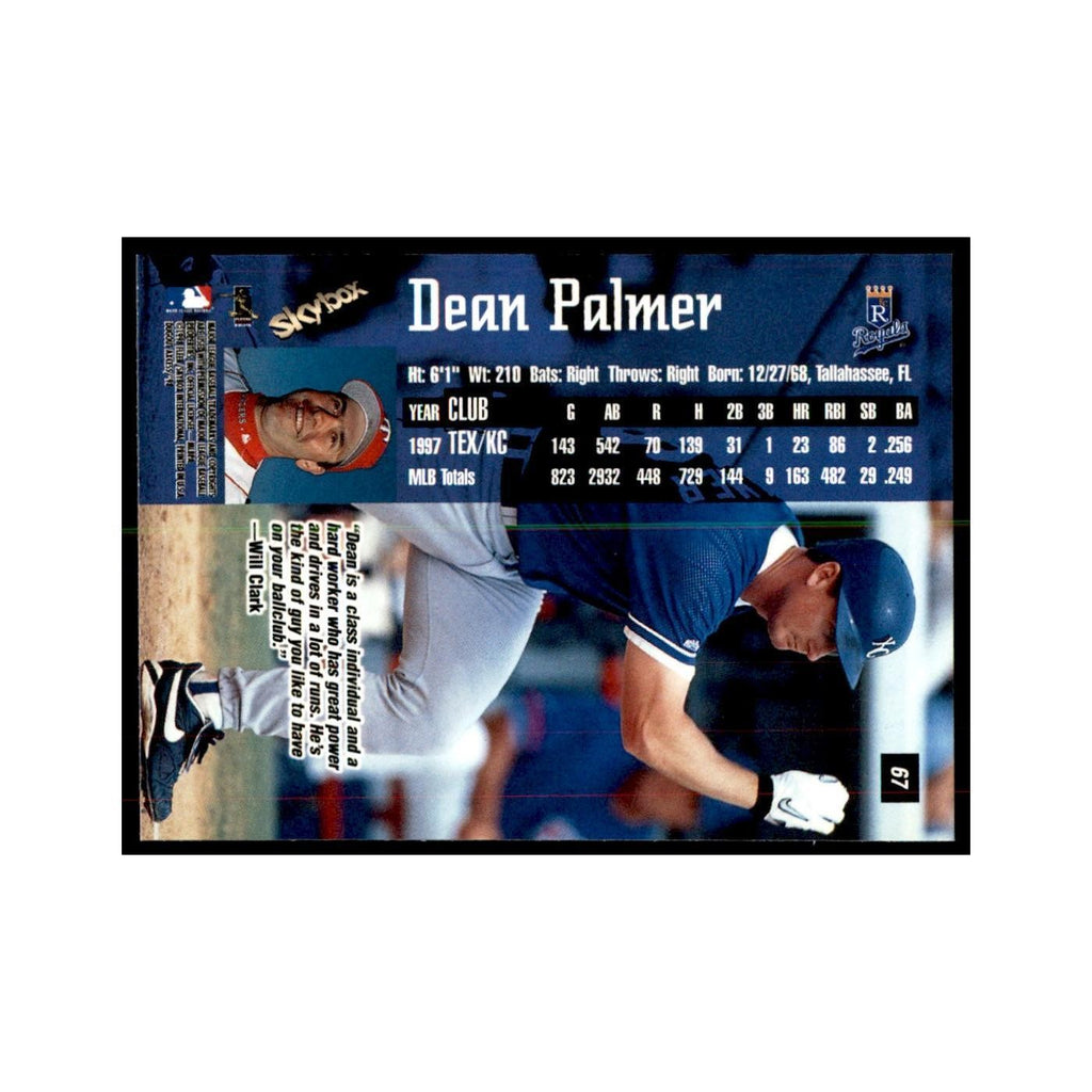 1998 SkyBox Dugout Axcess Dean Palmer Baseball Cards #67