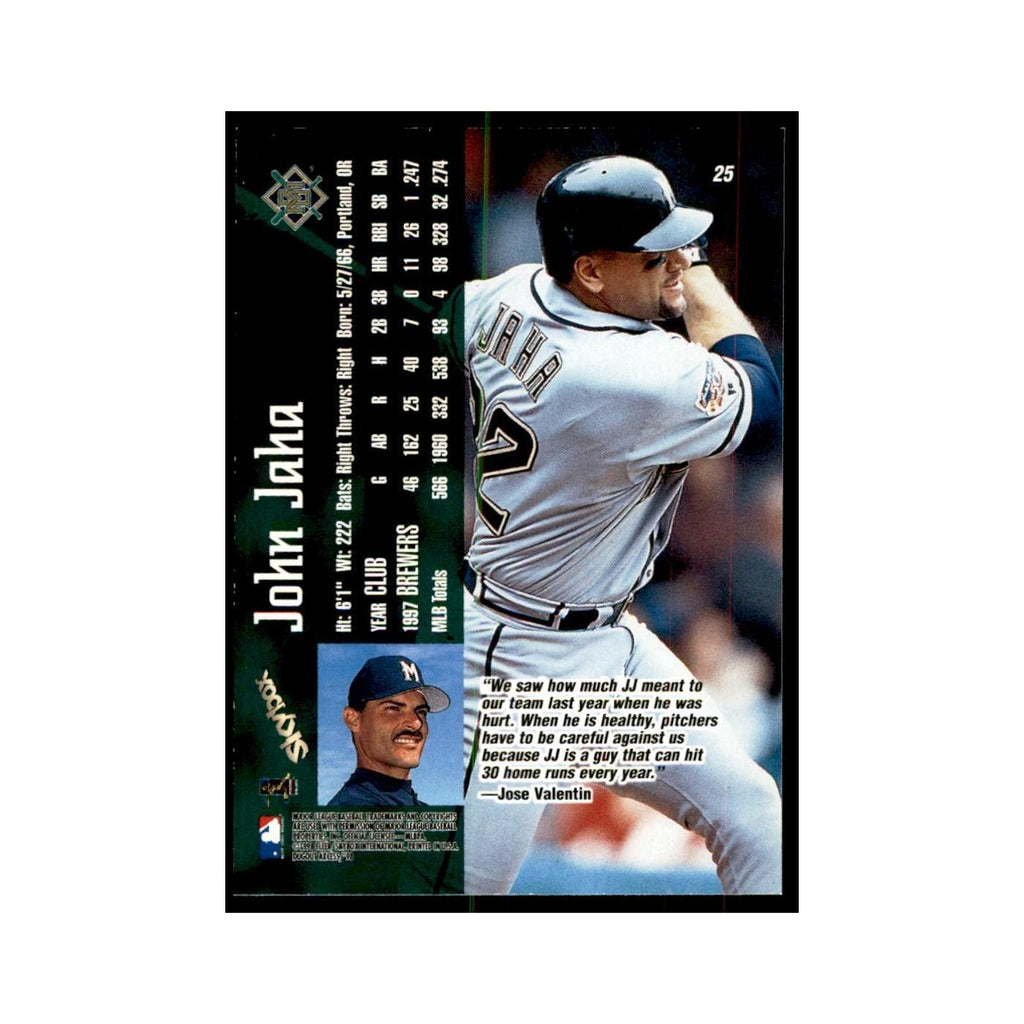 1998 SkyBox Dugout Axcess John Jaha Baseball Cards #25