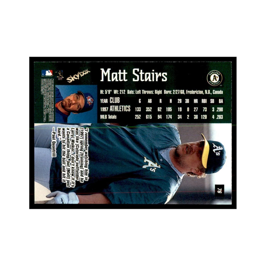 1998 SkyBox Dugout Axcess Matt Stairs Baseball Cards #76