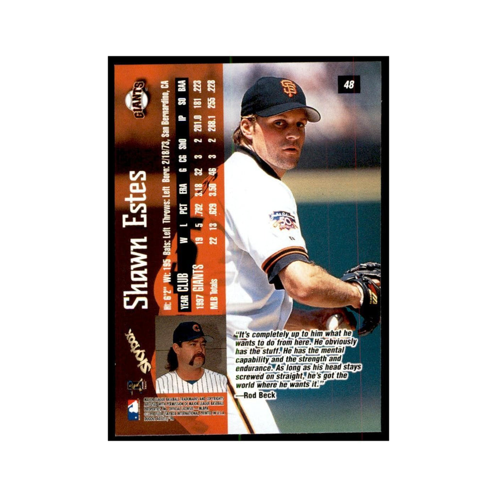 1998 SkyBox Dugout Axcess Shawn Estes Baseball Cards #48
