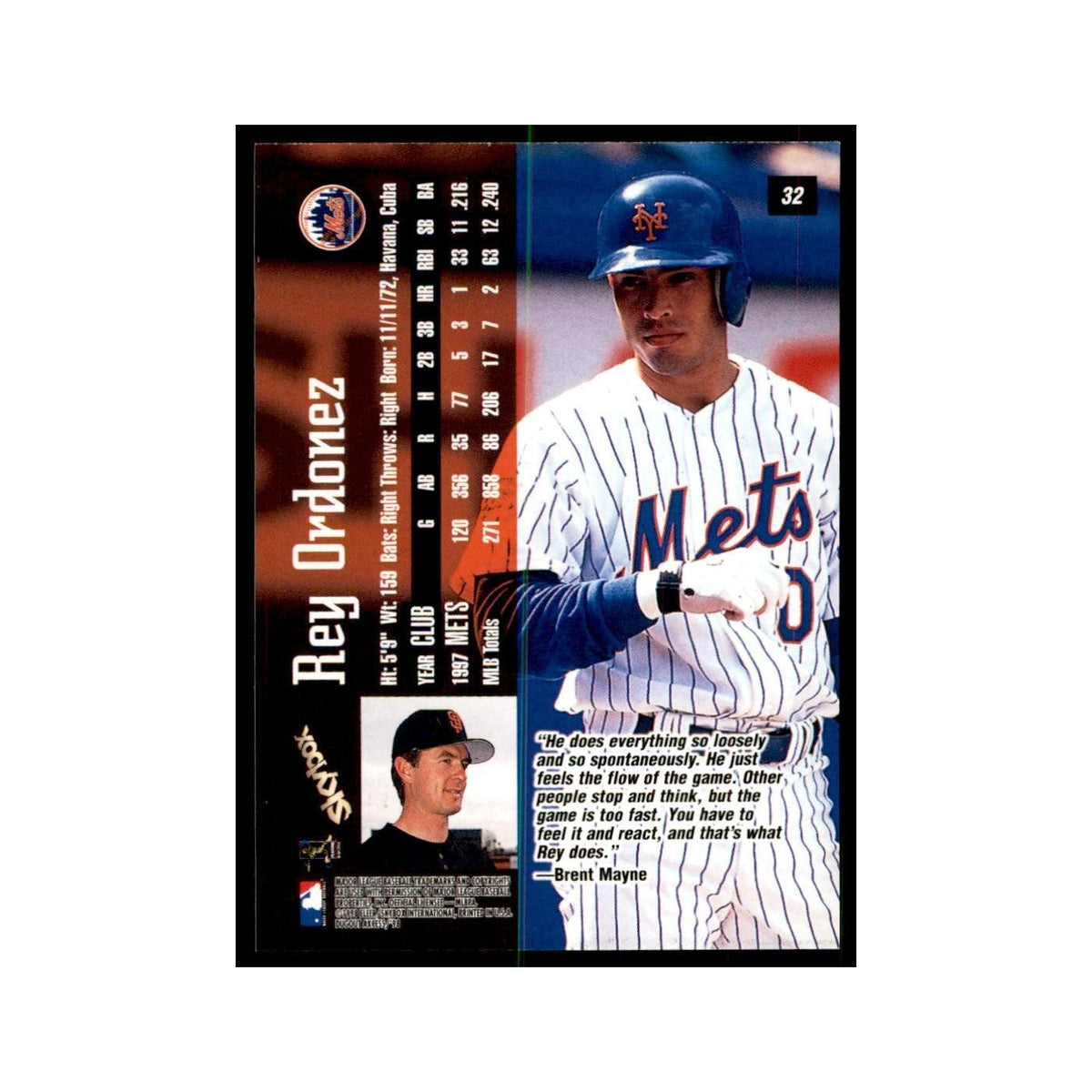 1998 SkyBox Dugout Axcess Rey Ordonez Baseball Cards #32