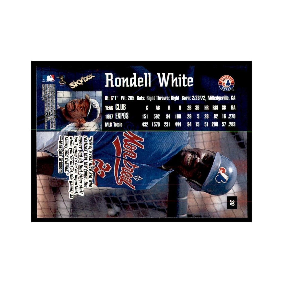 1998 SkyBox Dugout Axcess Rondell White Baseball Cards #30