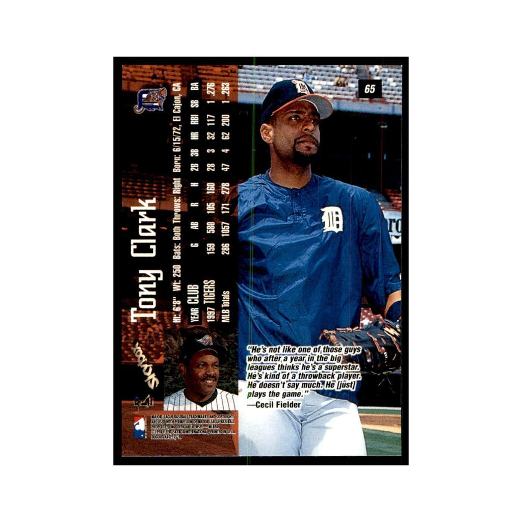 1998 SkyBox Dugout Axcess Tony Clark Baseball Cards #65
