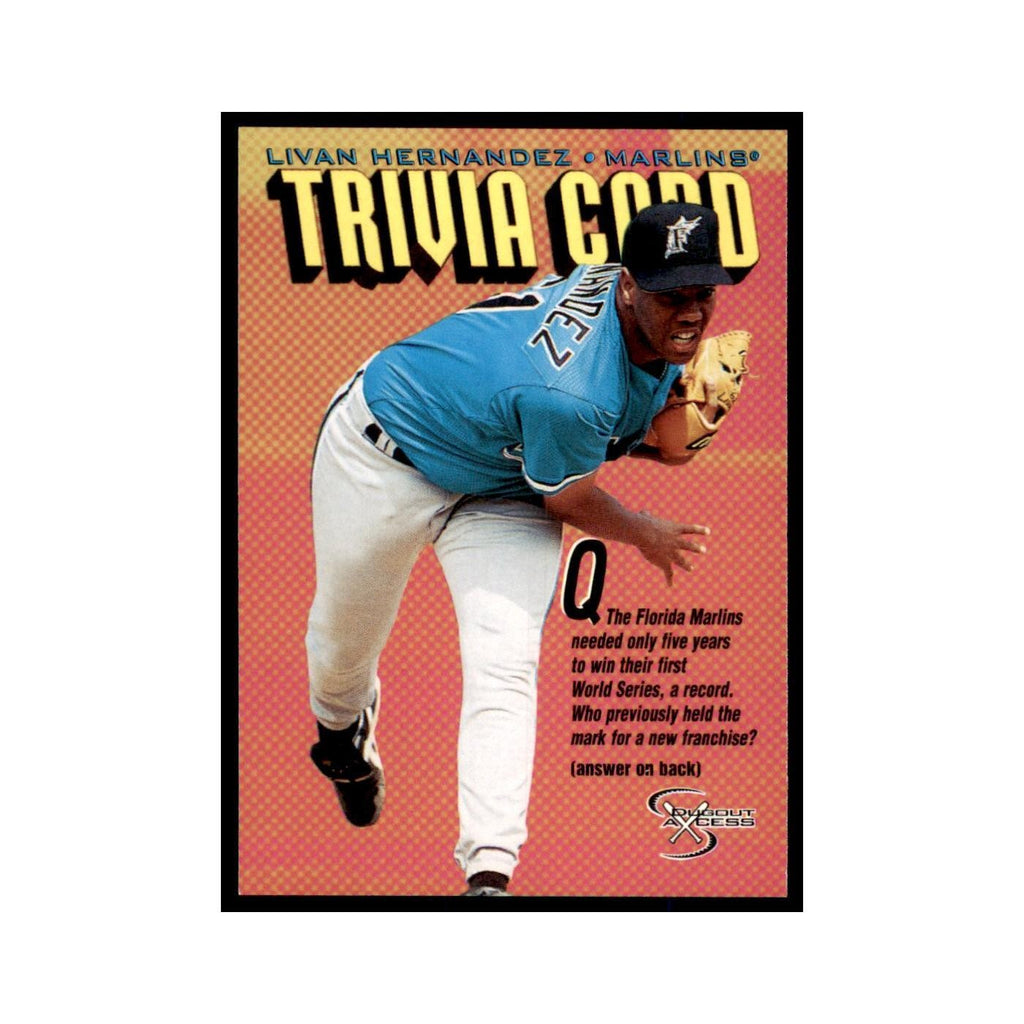 1998 SkyBox Dugout Axcess Livan Hernandez Baseball Cards #142