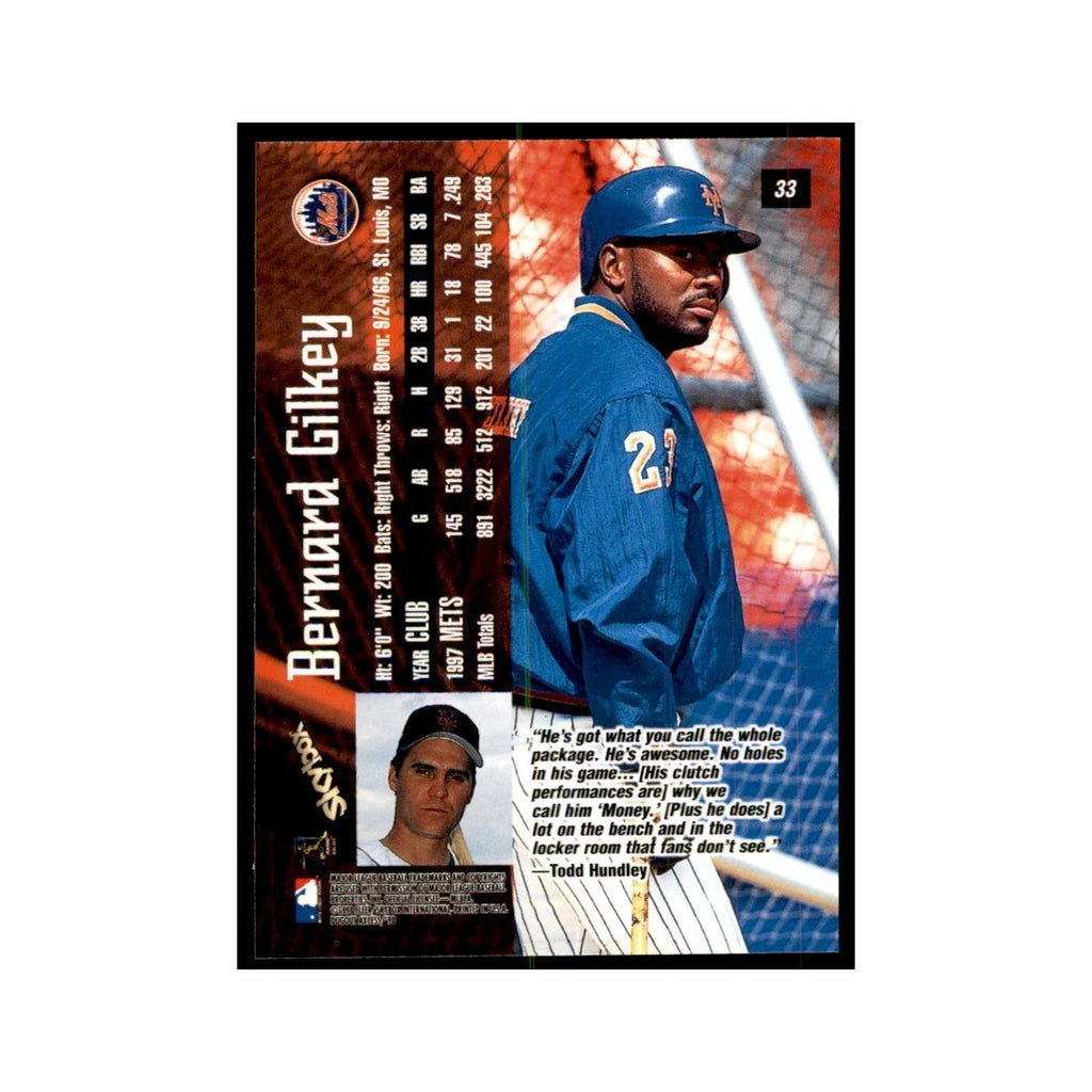 1998 SkyBox Dugout Axcess Bernard Gilkey Baseball Cards #33