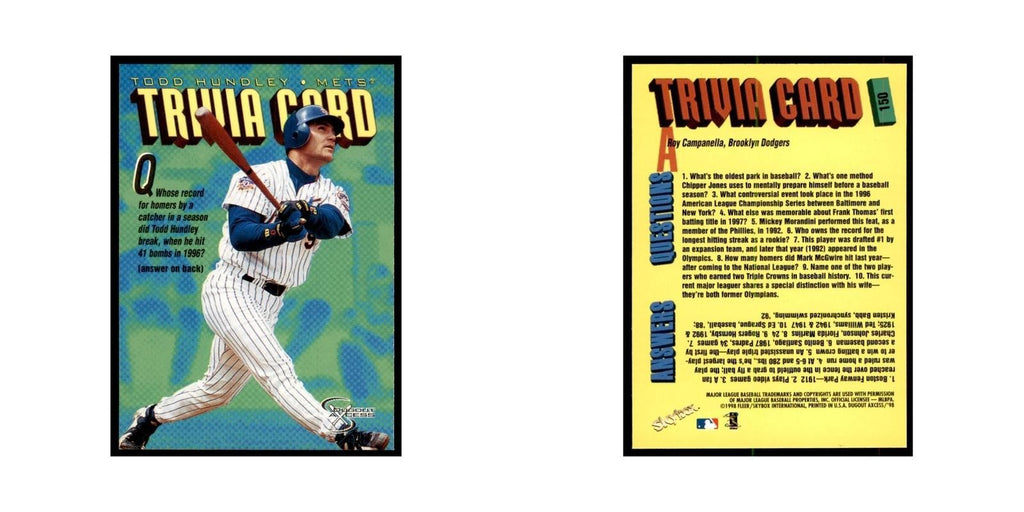 1998 SkyBox Dugout Axcess Todd Hundley Baseball Cards #150