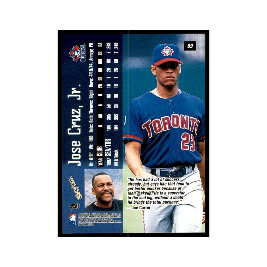 1998 SkyBox Dugout Axcess Jose Cruz Jr. Baseball Cards #89