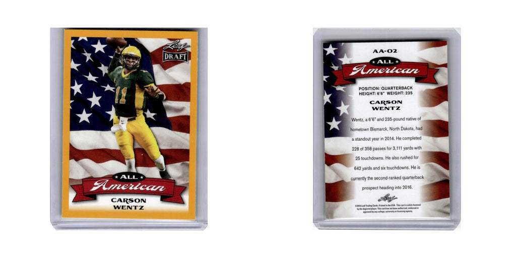 Carson Wentz 2016 Leaf Draft All American #AA-02 North Dakota State Bison NM