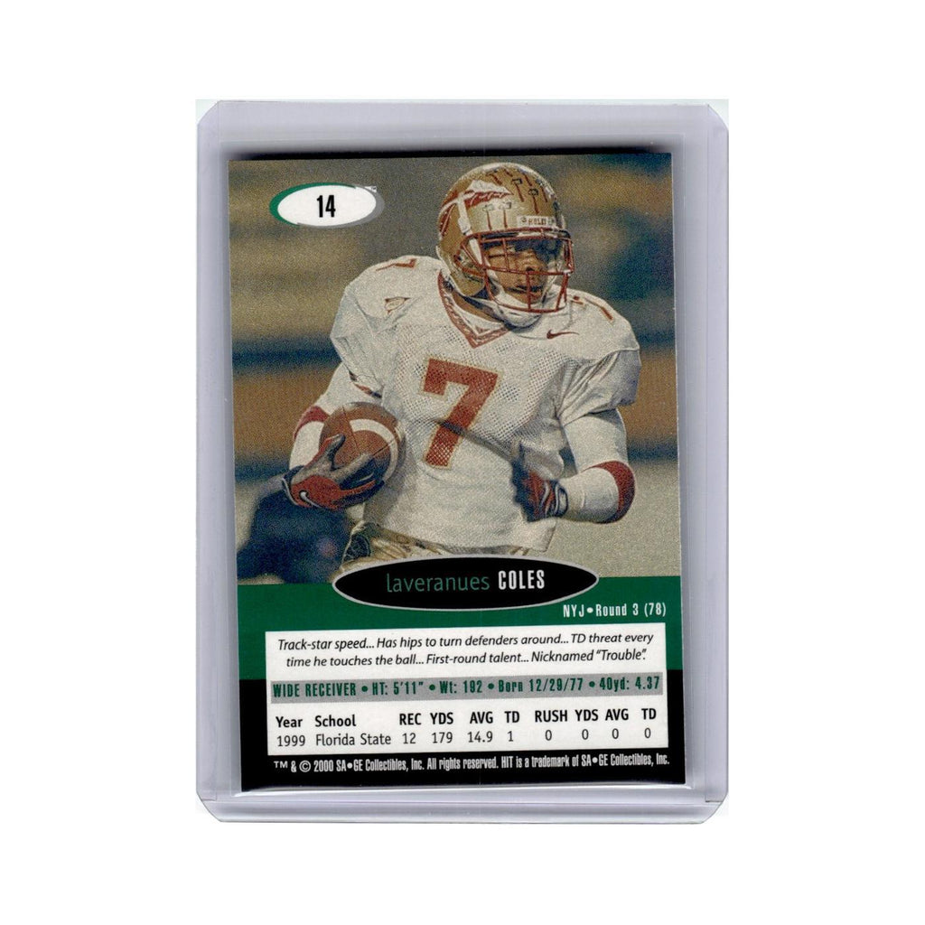 Laveranues Coles Rookie 2000 HIT #14 New York Jets Football Card NM