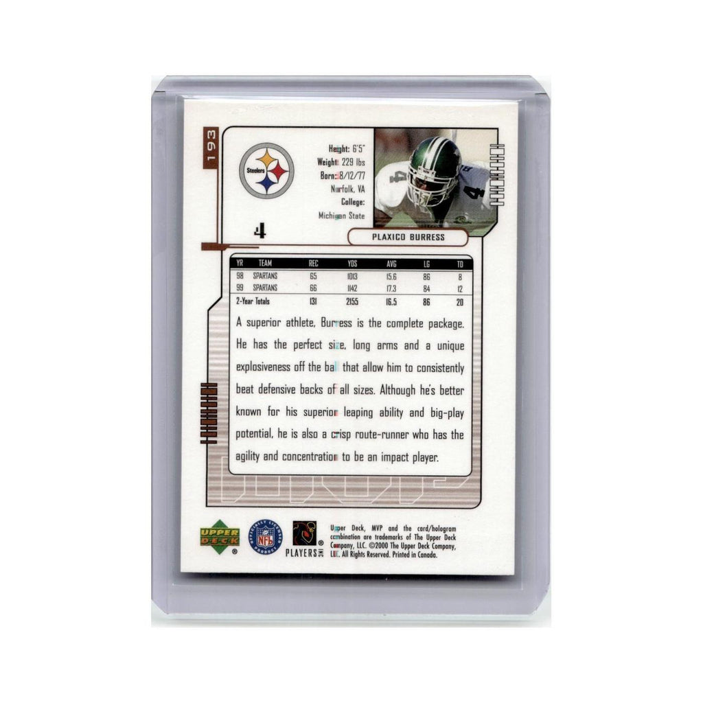 Plaxico Burress Rookie 2000 Upper Deck MVP #193 Pittsburgh Steelers NM