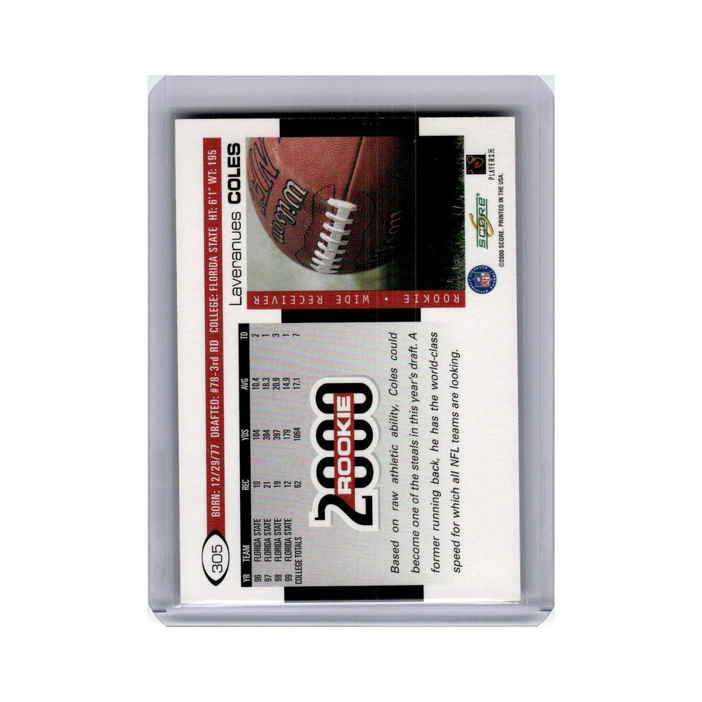 Laveranues Coles Rookie 2000 Score #305 Florida State Seminoles Football Card NM