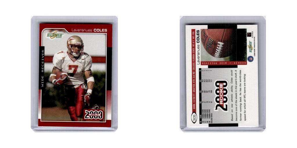 Laveranues Coles Rookie 2000 Score #305 Florida State Seminoles Football Card NM
