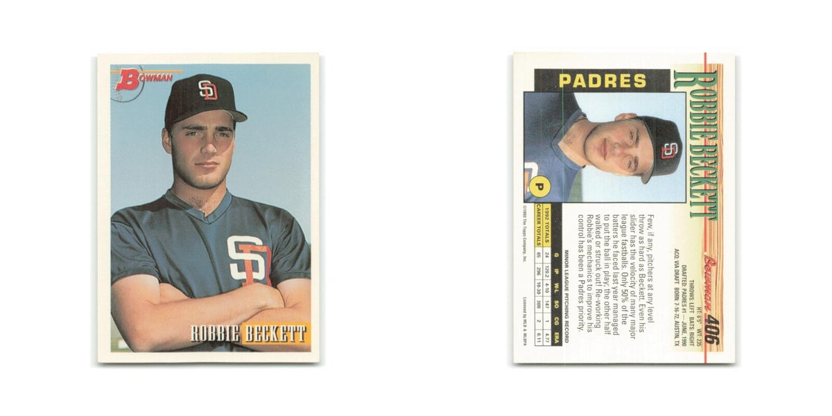 Robbie Beckett 1993 Bowman #406 San Diego Padres Baseball Card NM