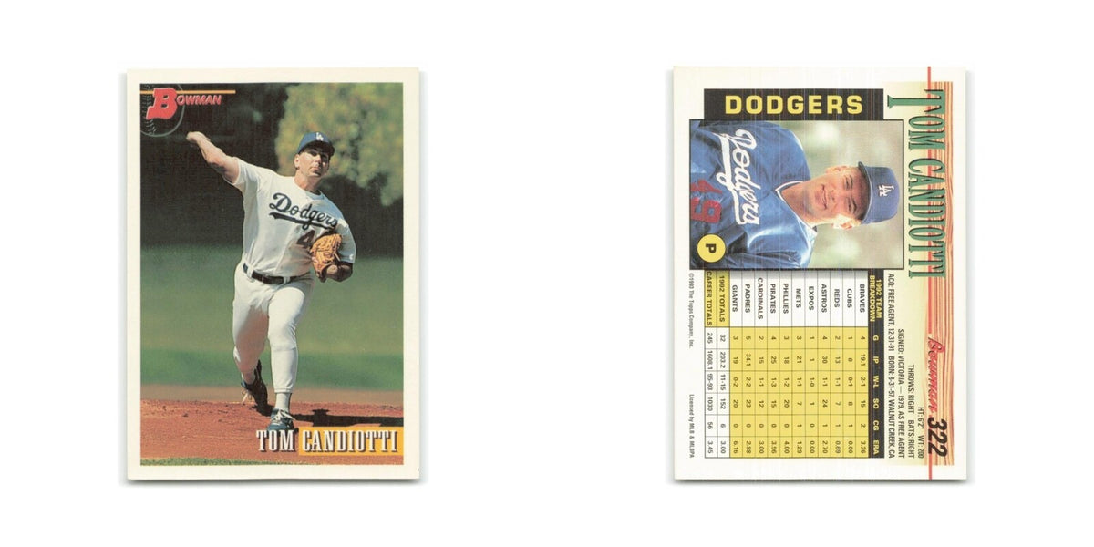 Tom Candiotti 1993 Bowman #322 Los Angeles Dodgers Baseball Card NM