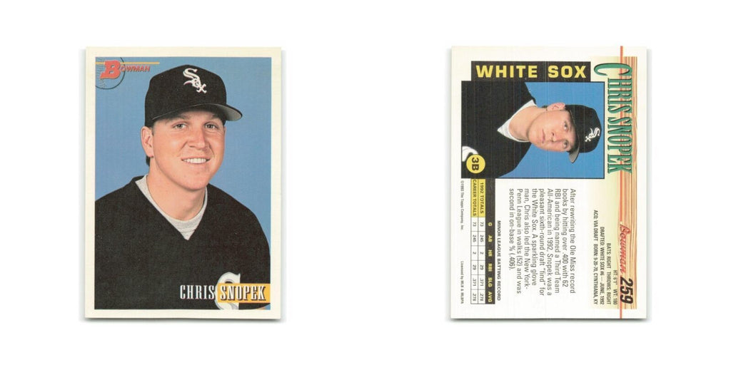 Chris Snopek Rookie 1993 Bowman #259 Chicago White Sox Baseball Card NM