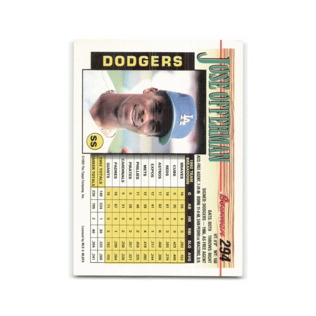 Jose Offerman 1993 Bowman #294 Los Angeles Dodgers Baseball Card NM