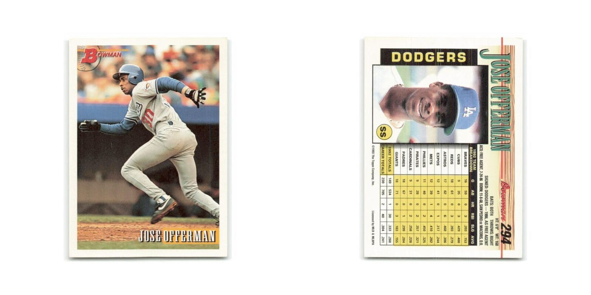Jose Offerman 1993 Bowman #294 Los Angeles Dodgers Baseball Card NM