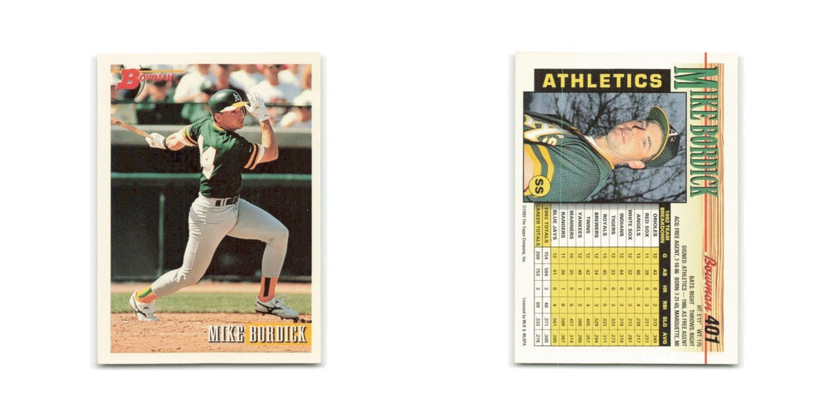 Mike Bordick 1993 Bowman #401 Oakland Athletics Baseball Card NM