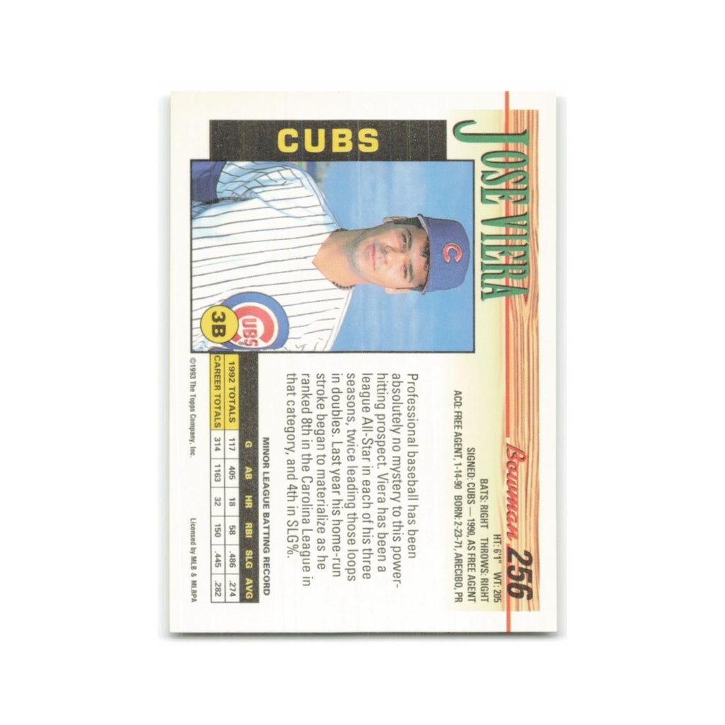 Jose Viera Rookie 1993 Bowman #256 Chicago Cubs Baseball Card NM