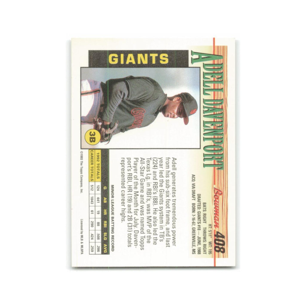 Adell Davenport Rookie 1993 Bowman #408 San Francisco Giants Baseball Card NM