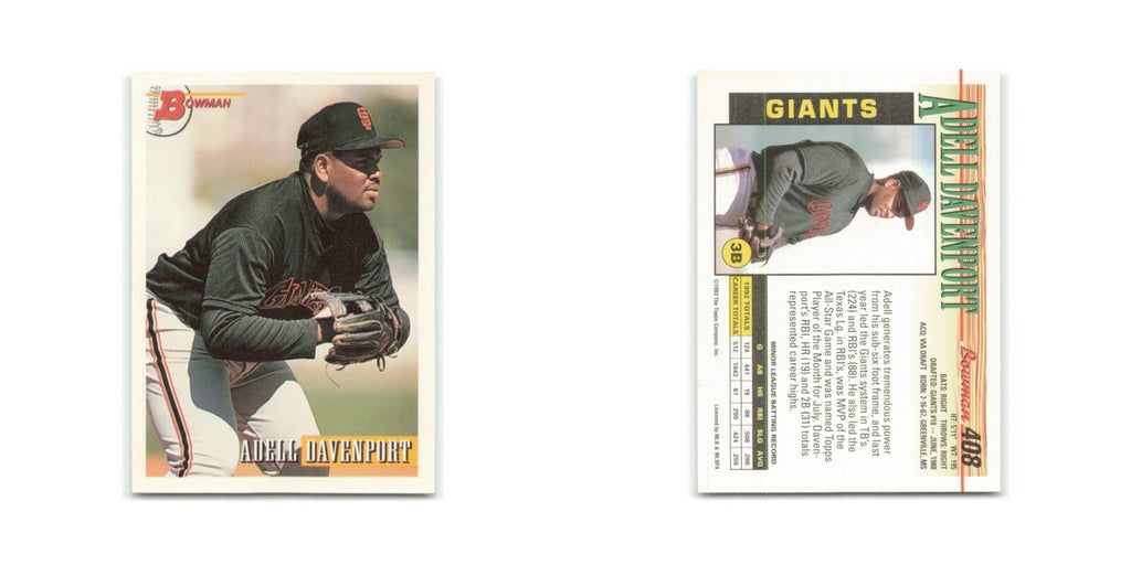 Adell Davenport Rookie 1993 Bowman #408 San Francisco Giants Baseball Card NM
