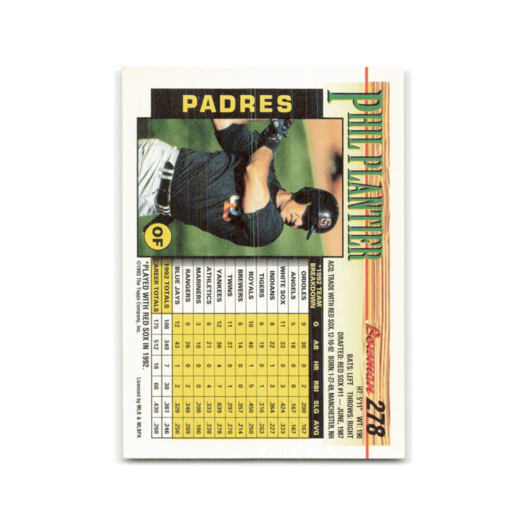 Phil Plantier 1993 Bowman #278 San Diego Padres Baseball Card NM