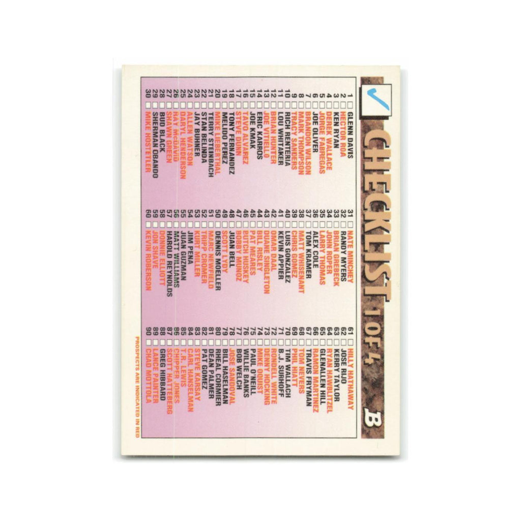 Checklist 1993 Bowman #705 Baseball Card NM